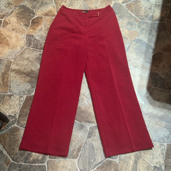 metrostyle Pants - Metro Style Burgundy Red Wide Leg Business Dress Pants w/ Cuffed Bottom Size 10